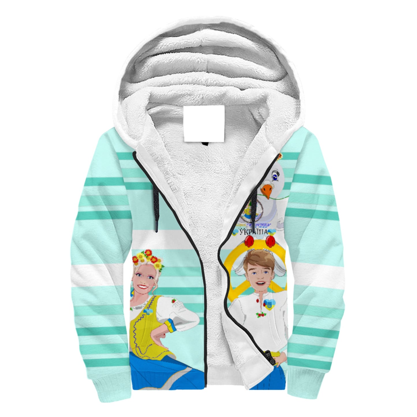 Plush Hoodie GLOBAL FREEDOM UNITED© Couple Ukrain Light Green