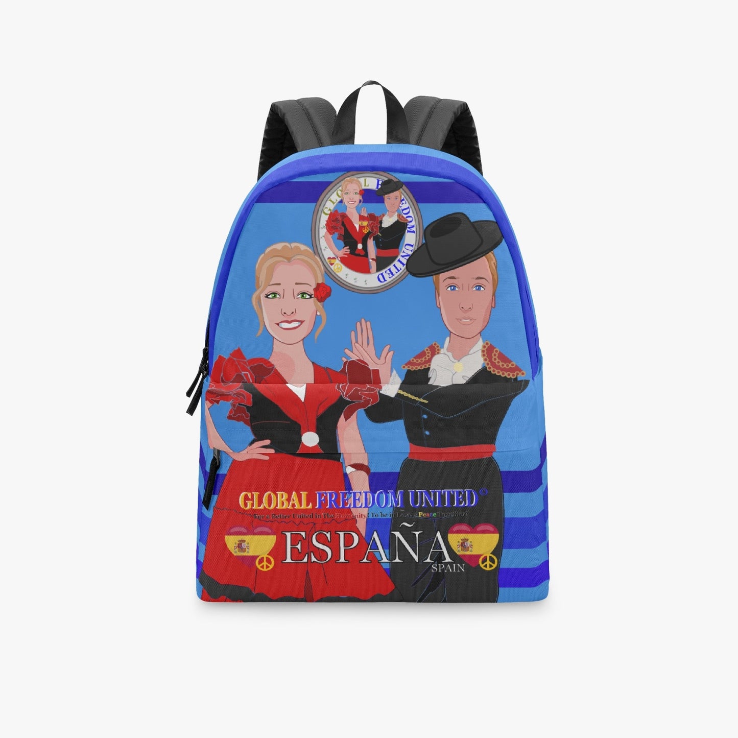 GLOBAL FREEDOM UNITED© Couplen Spain Deep Blue - All-over-print Canvas Backpack
