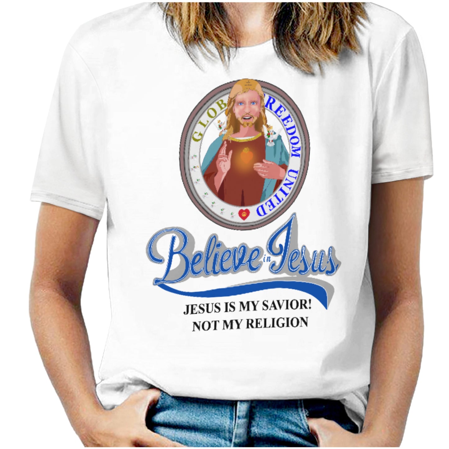 Women´s T-shirt Wight GLOBAL FREEDOM UNITED© Jesus Is My Savior