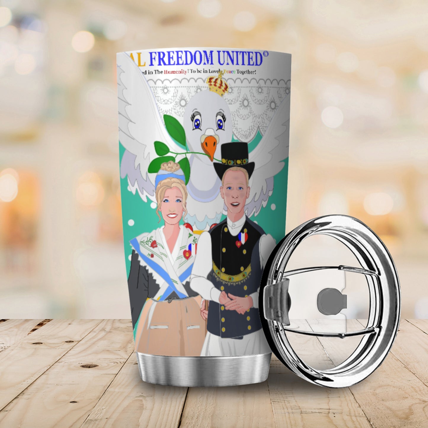 Tumbler GLOBAL FREEDOM UNITED© Couple French Green