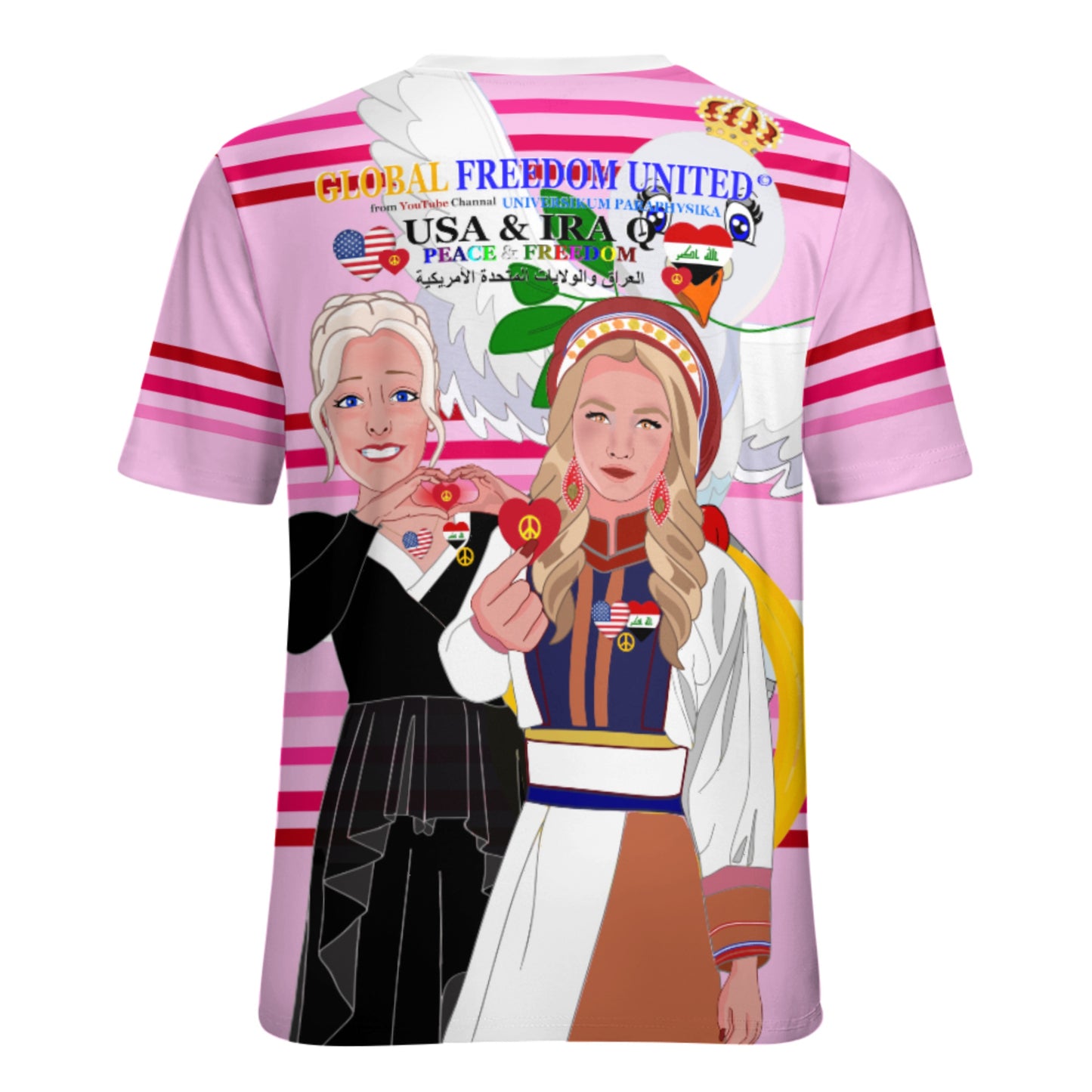 Women´s T-Shirt 3 GLOBAL FREEDOM UNITED© Women Iraq & USA Pink1