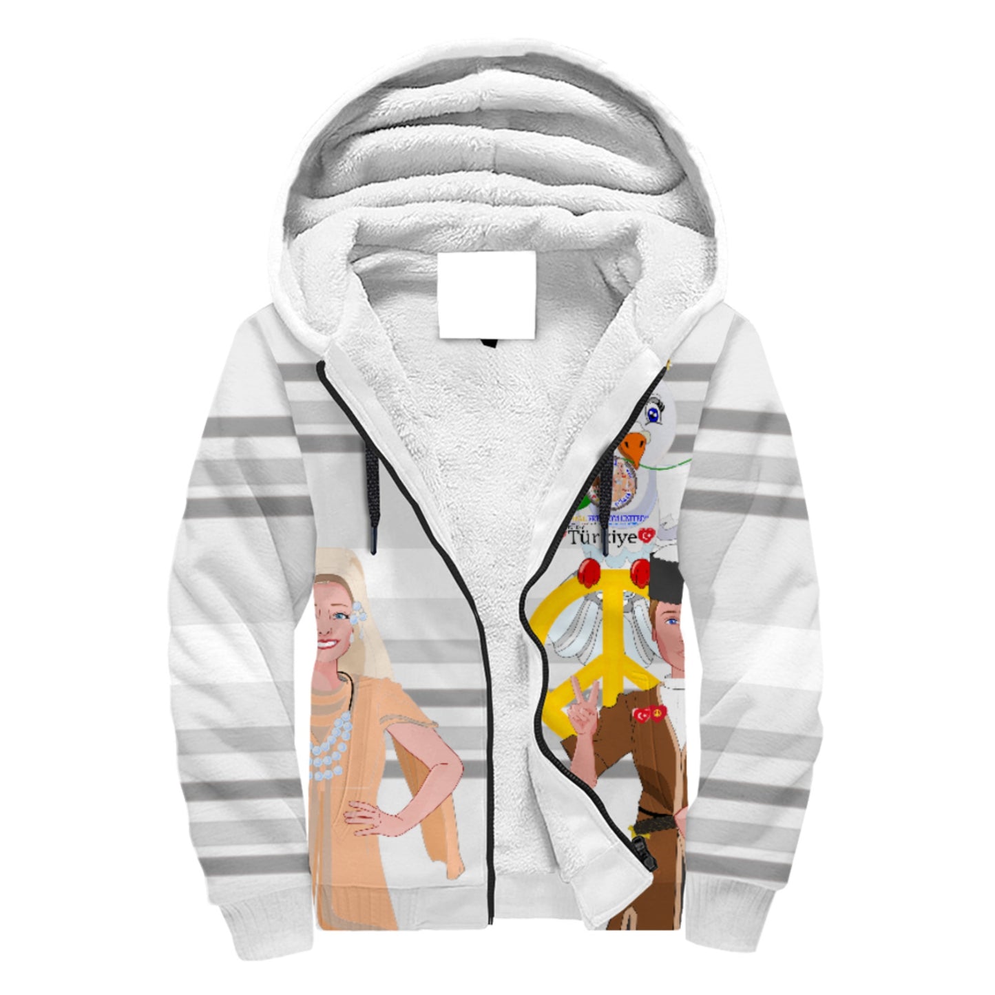 Plush Hoodie GLOBAL FREEDOM UNITED© Couple Turkey Grey