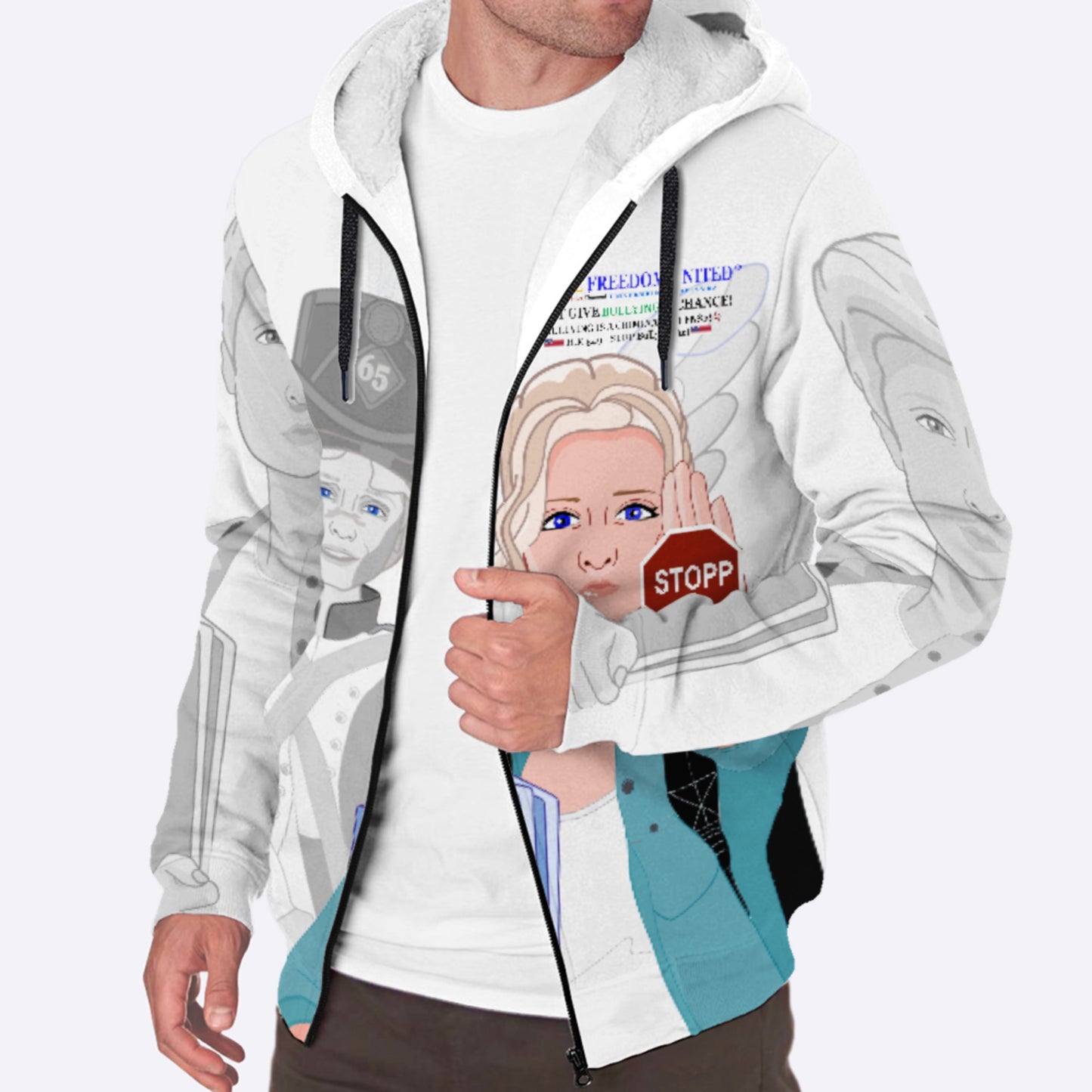 Plush Hoodie GLOBAL FREEDOM UNITED© Anti Bullying Women USA Pink