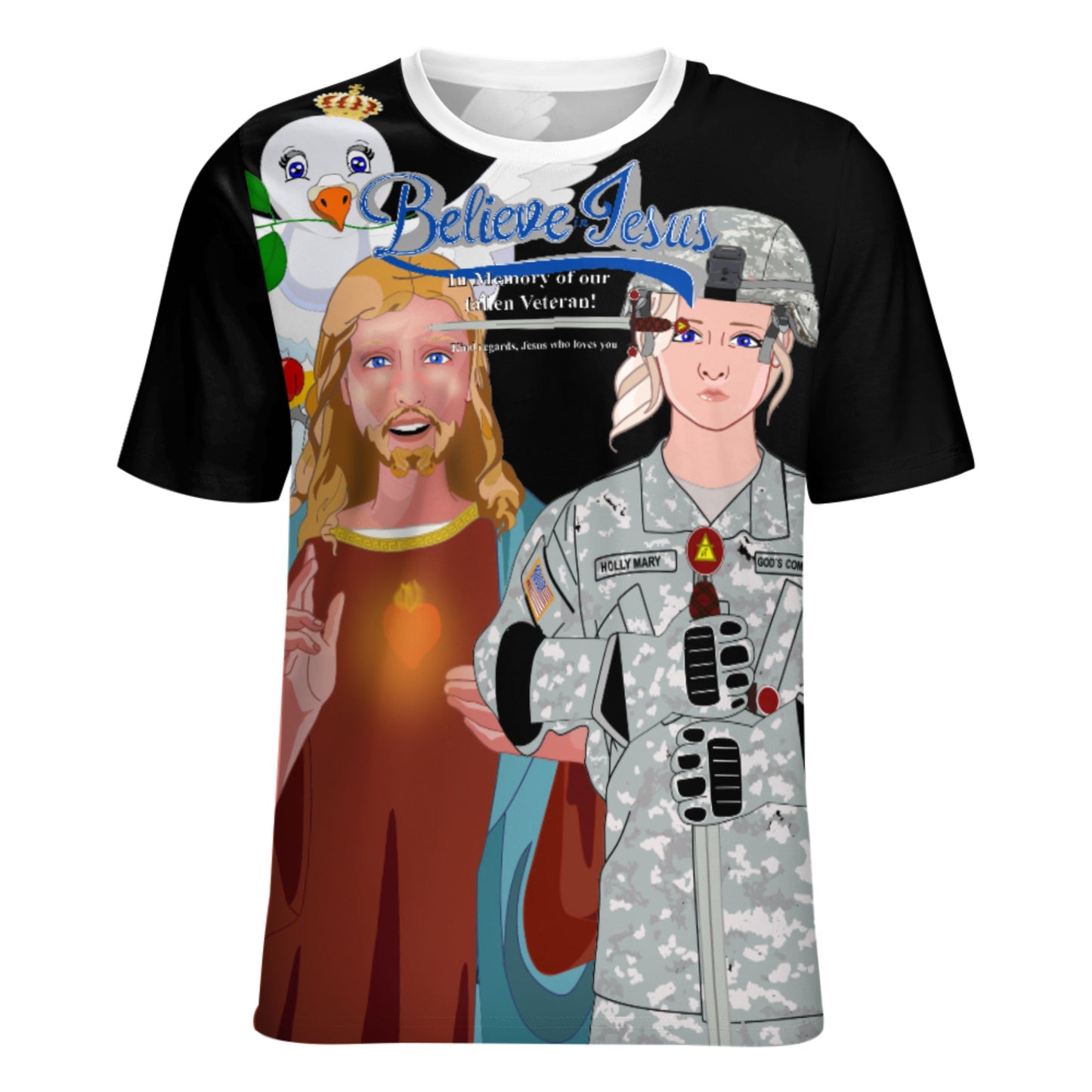 Women´s T-Shirt GLOBAL FREEDOM UNITED© Jesus Christ For Fallen US American Soldiers Black