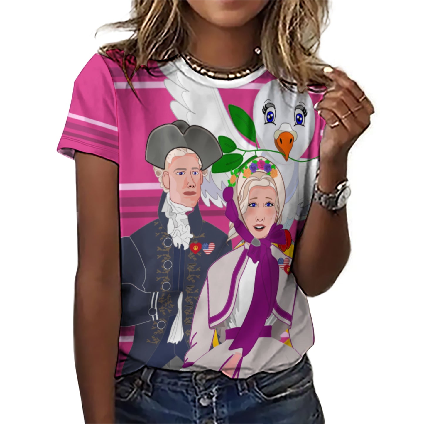 Women´s T-shirt GLOBAL FREEDOM UNITED© Couple USA V3 Pink2