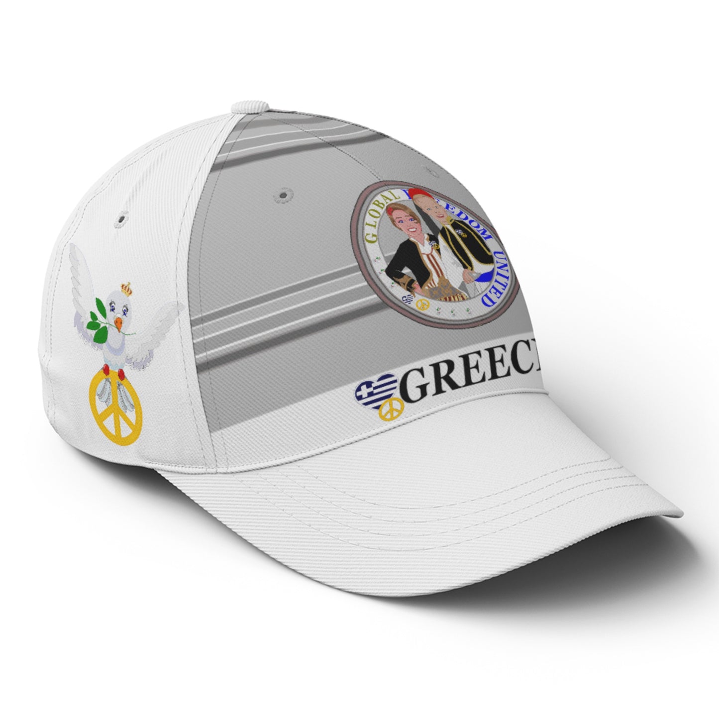 Basketball Cap GLOBAL FREEDOM UNITED© Couple Greece Grey