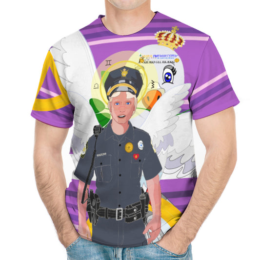 Men´s T-shirt GLOBAL FREEDOM UNITED© Archangel Michael As Policemen Lilac