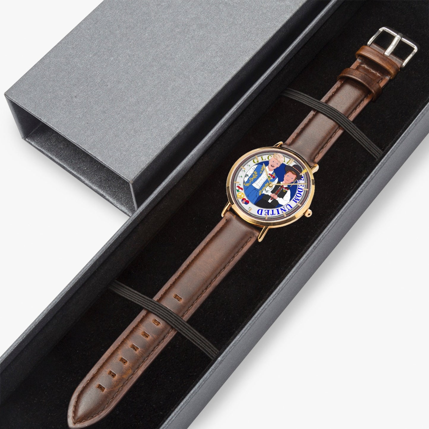 Hot Selling Ultra-Thin Leather Strap Quartz Watch (Rose Gold With Indicators) GLOBAL FREEDOM UNITED© MEN SERBIA & HUNGARY