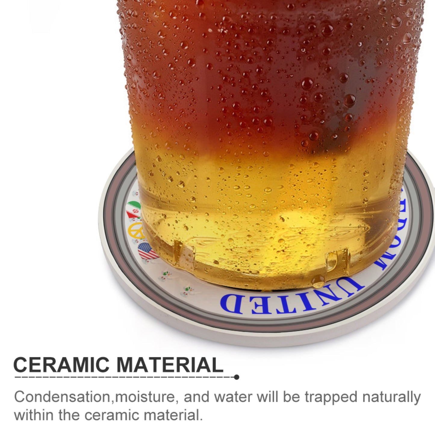 Ceramic Coaster GLOBAL FREEDOM UNITED© Women Iran & USA