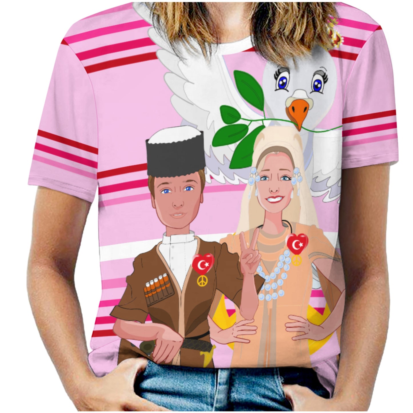 Women´s T-shirt GLOBAL FREEDOM UNITED© Couple Turkey Pink1