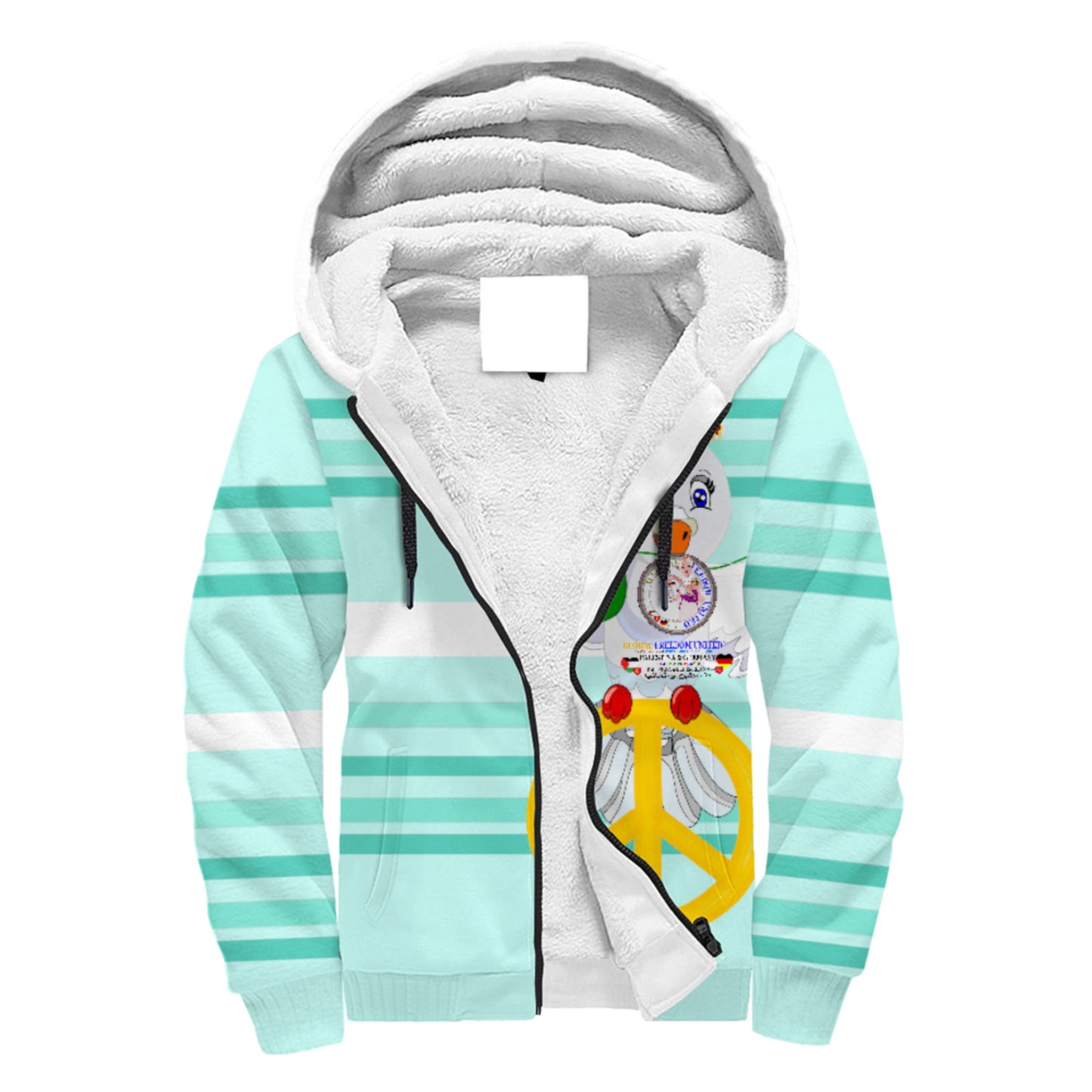 Plush Hoodie GLOBAL FREEDOM UNITED© Women Palestina & Germany Light Green