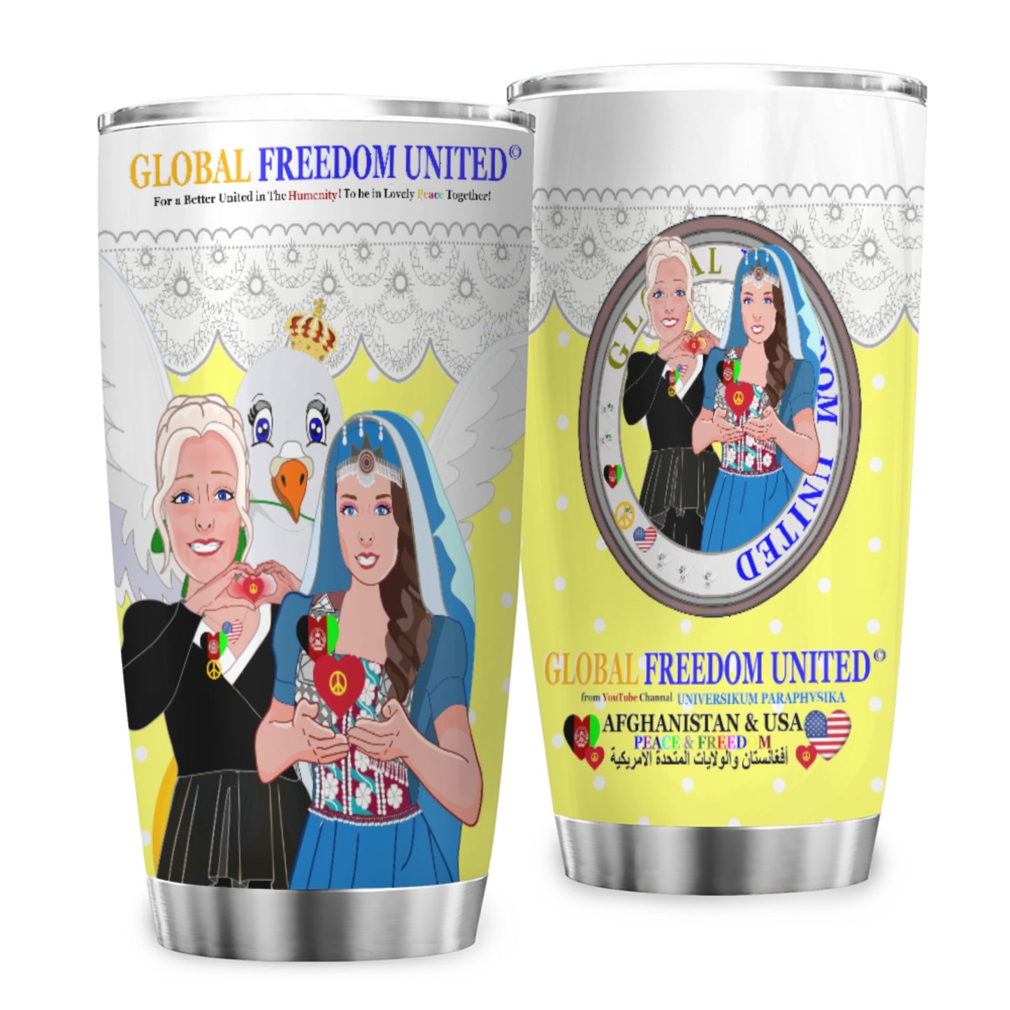 Tumbler GLOBAL FREEDOM UNITED© Women Afghanistan & USA Yellow