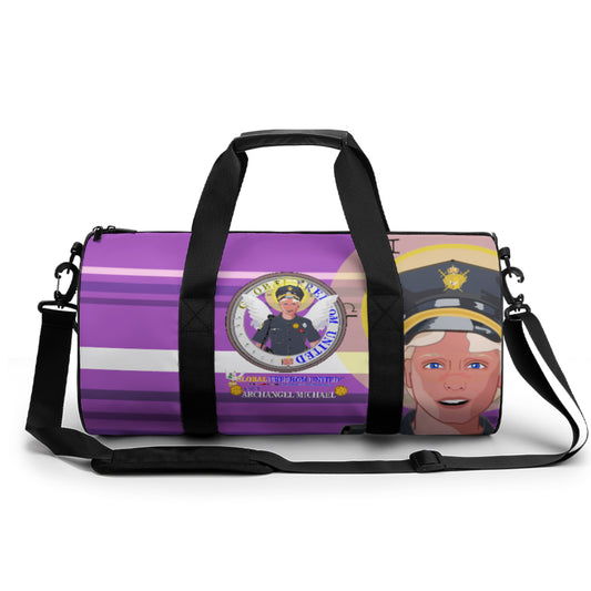 Cylindrical Gym Bag GLOBAL FREEDOM UNITED© Archangel Michael As Policemen Lilac
