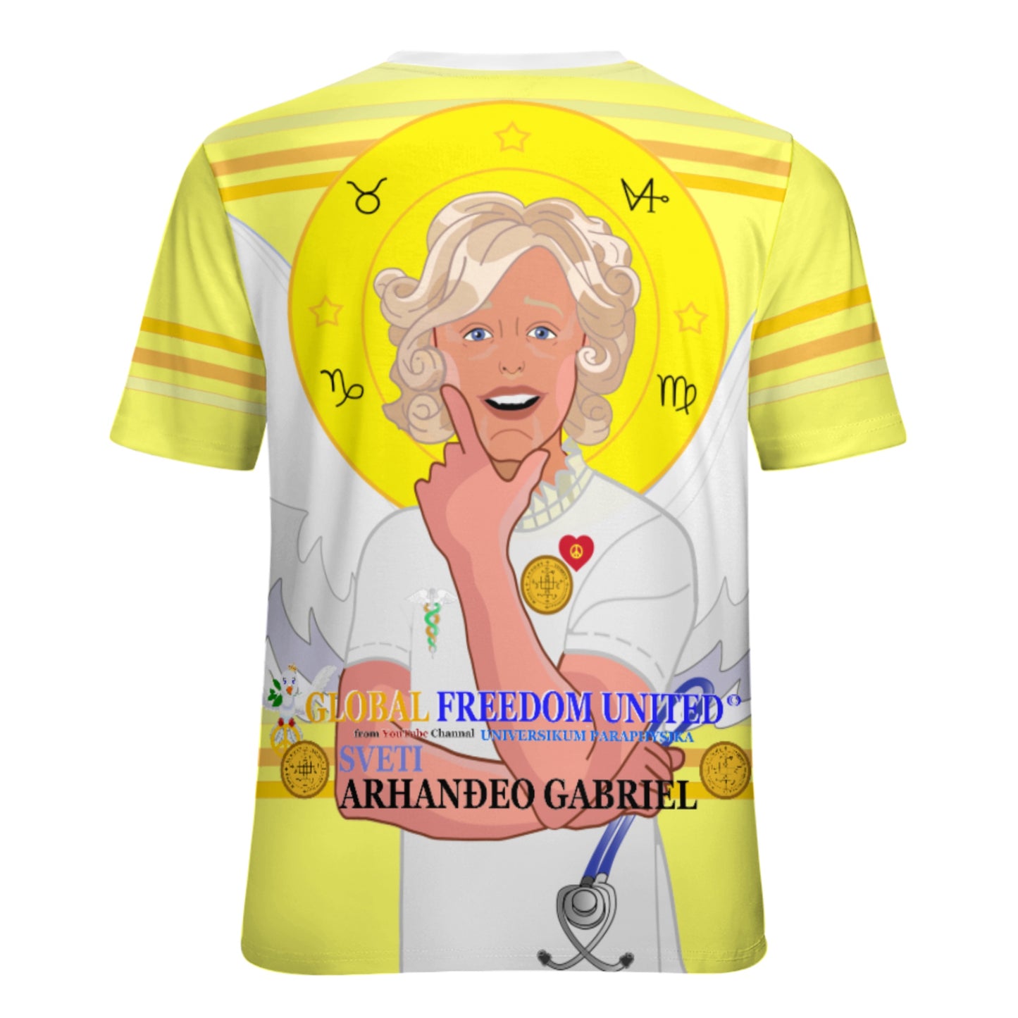Women´s T-shirt 2 GLOBAL FREEDOM UNITED© Archangel Gabriel Croatia Yellow