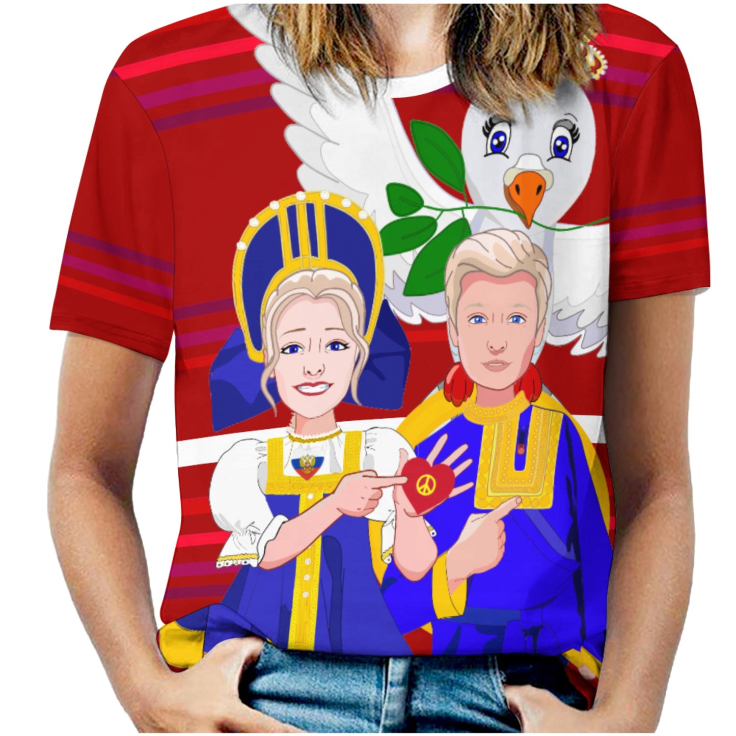 Women´s T-shirt GLOBAL FREEDOM UNITED© Couple Russia Red