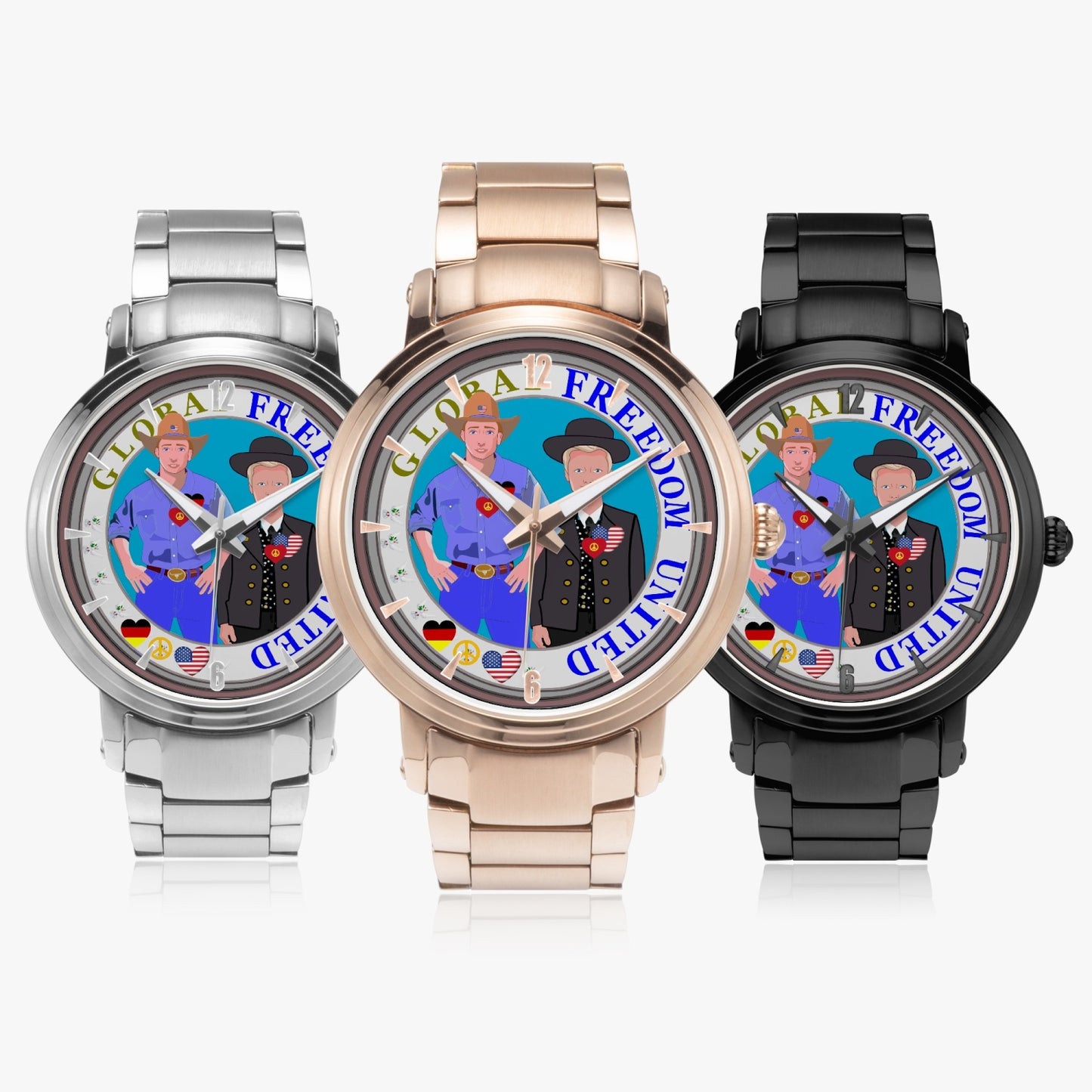 GLOBAL FREEDOM UNITED© New Steel Strap Automatic Watch (With Indicators) Men Germany & USA