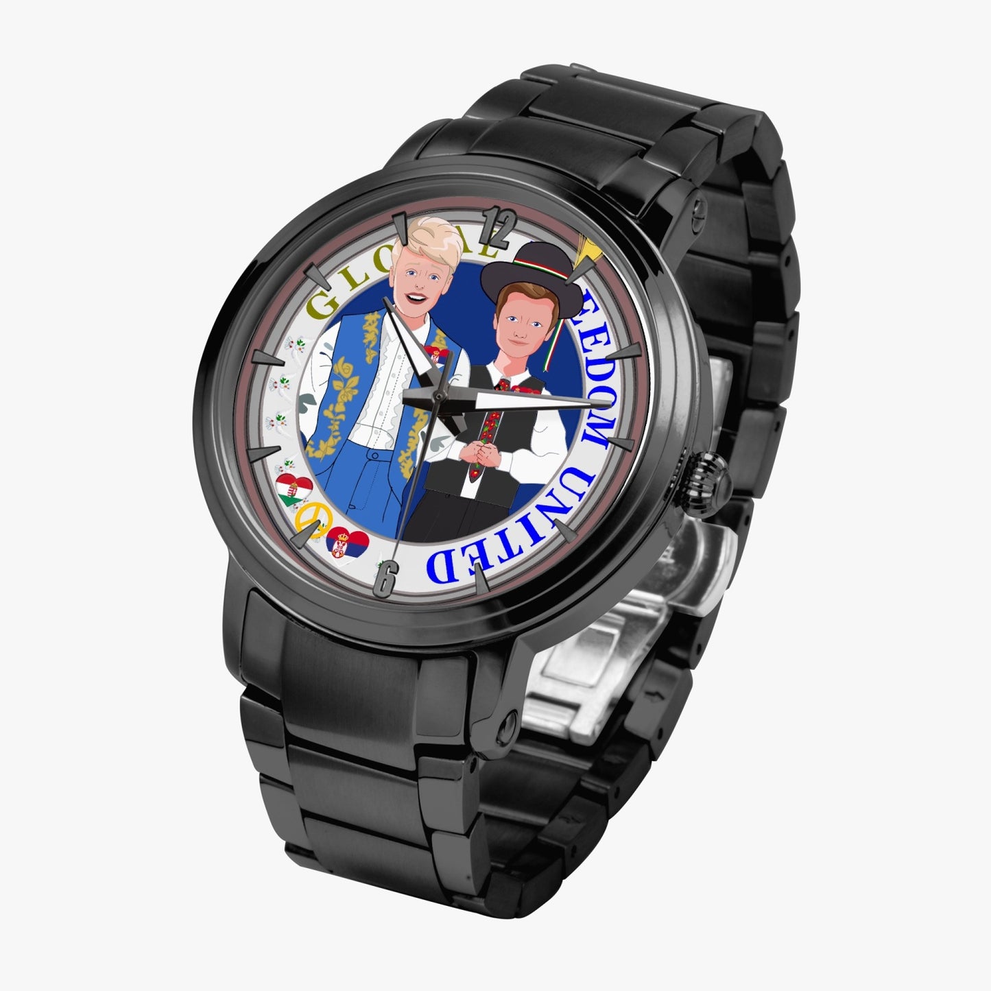 New Steel Strap Automatic Watch (With Indicators) GLOBAL FREEDOM UNITED© MEN SERBIA & HUNGARY