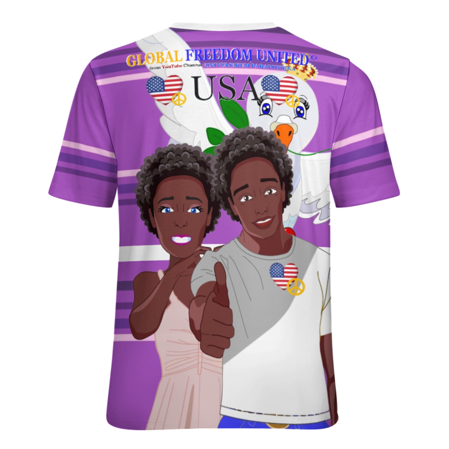 Women´s T-shirt 2 GLOBAL FREEDOM UNITED© Couple USA Afro American Lilac