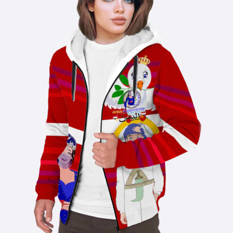 Plush Hoodie GLOBAL FREEDOM UNITED© Couple Yemen Red