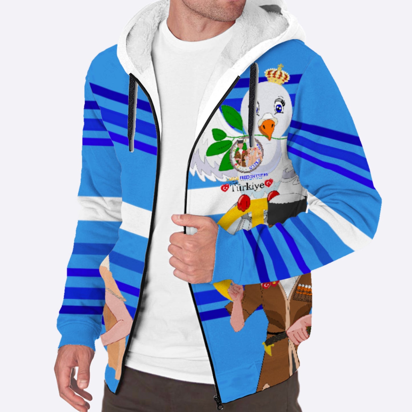 Plush Hoodie GLOBAL FREEDOM UNITED© Couple Turkey Deep Blue