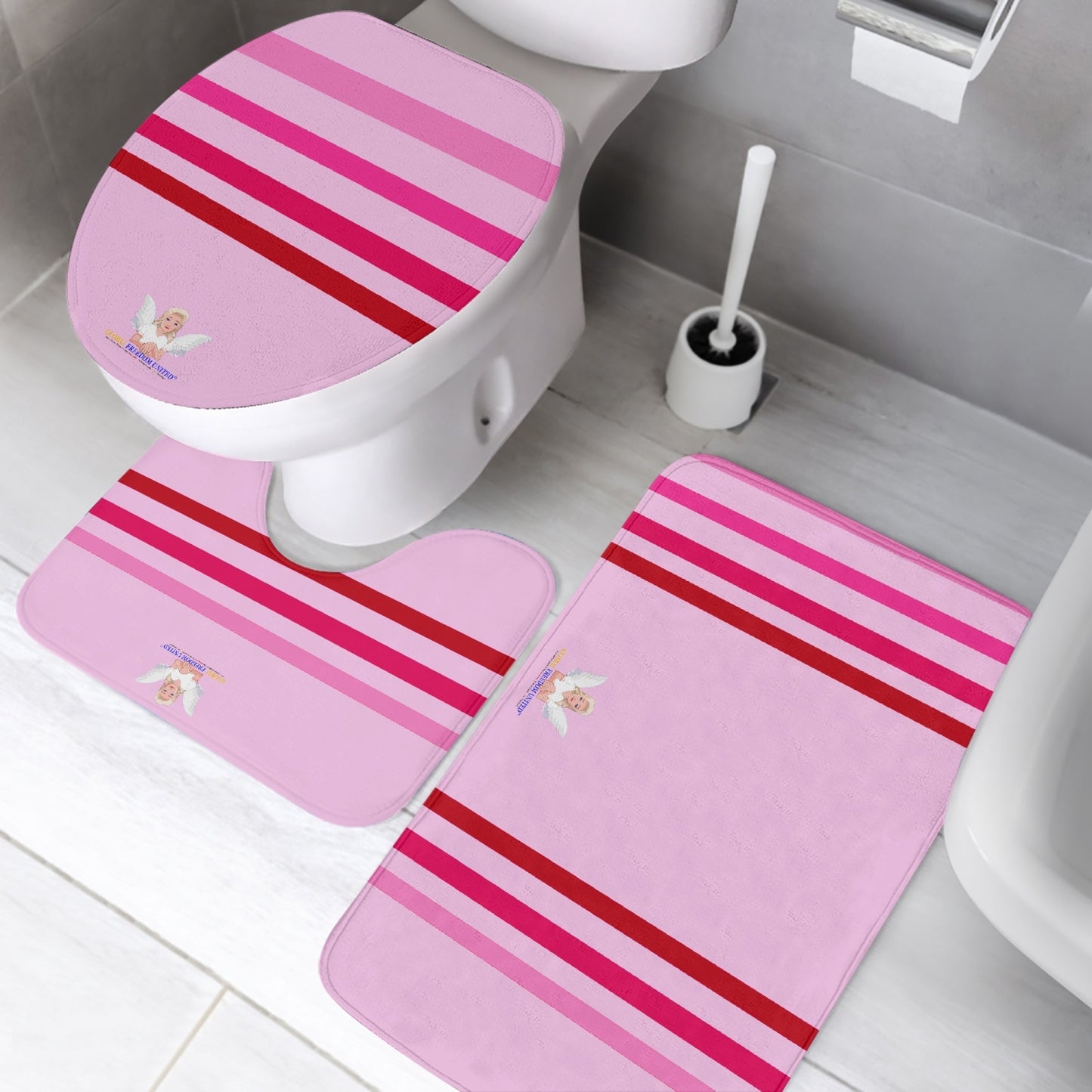 GLOBAL FREEDOM UNITED© Pcs Toilet Rug Set Pink1