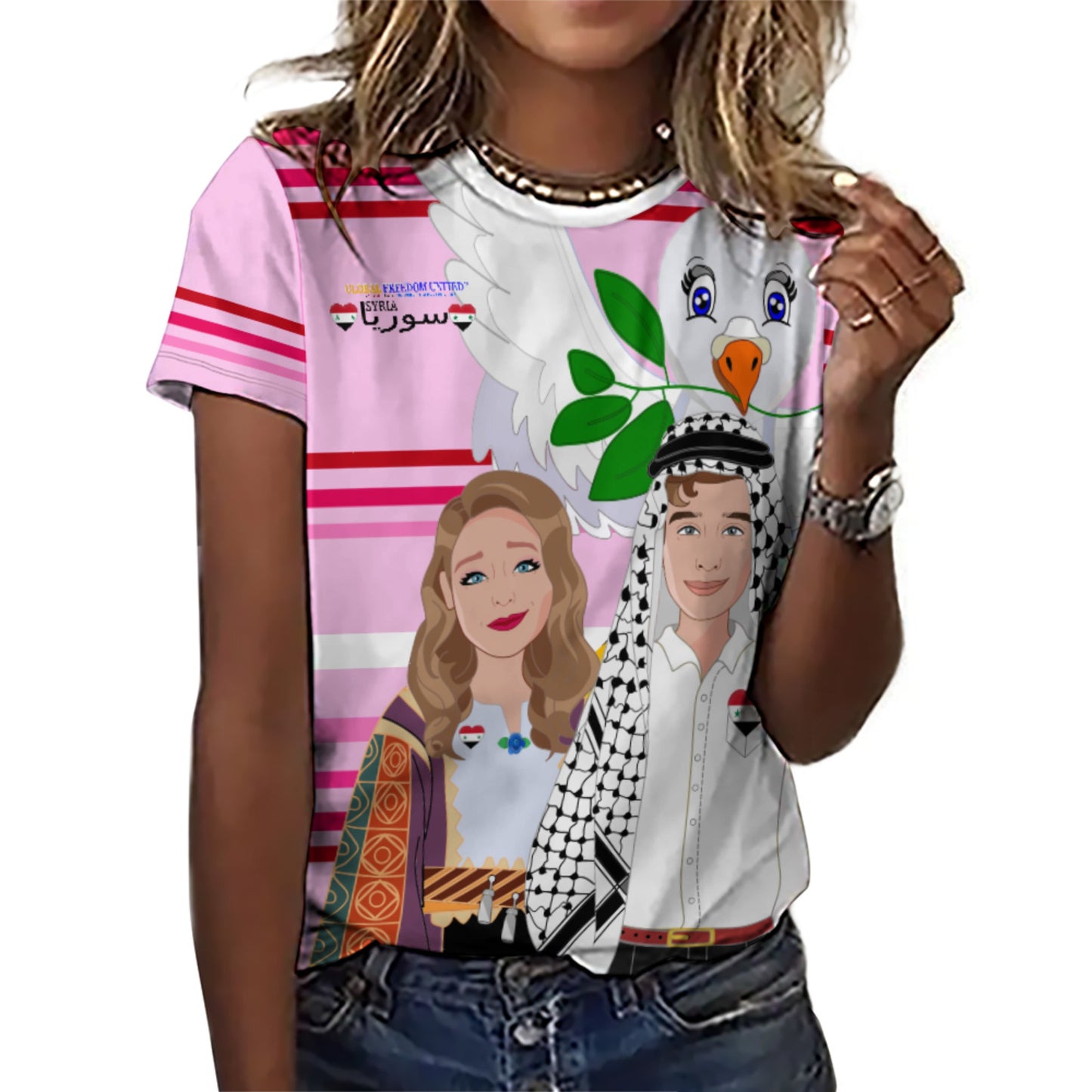 Women´s T-shirt  GLOBAL FREEDOM UNITED© Couple Syria Pink1