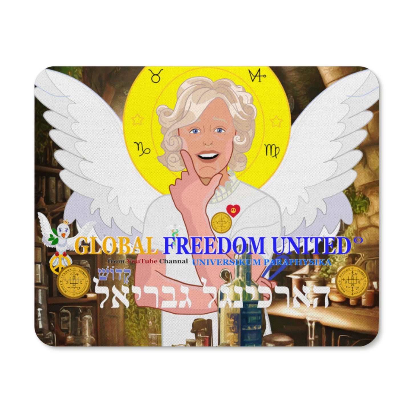 Mouse Pad GLOBAL FREEDOM UNITED© Archangel Gabriel  Hebrew