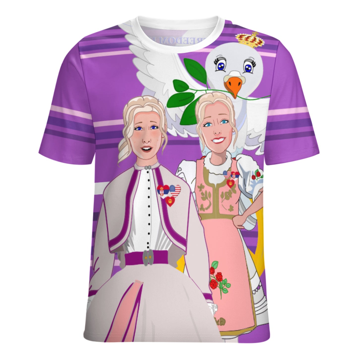 Women´s T-shirt 3 GLOBAL FREEDOM UNITED© Women Serbia & USA Lilac