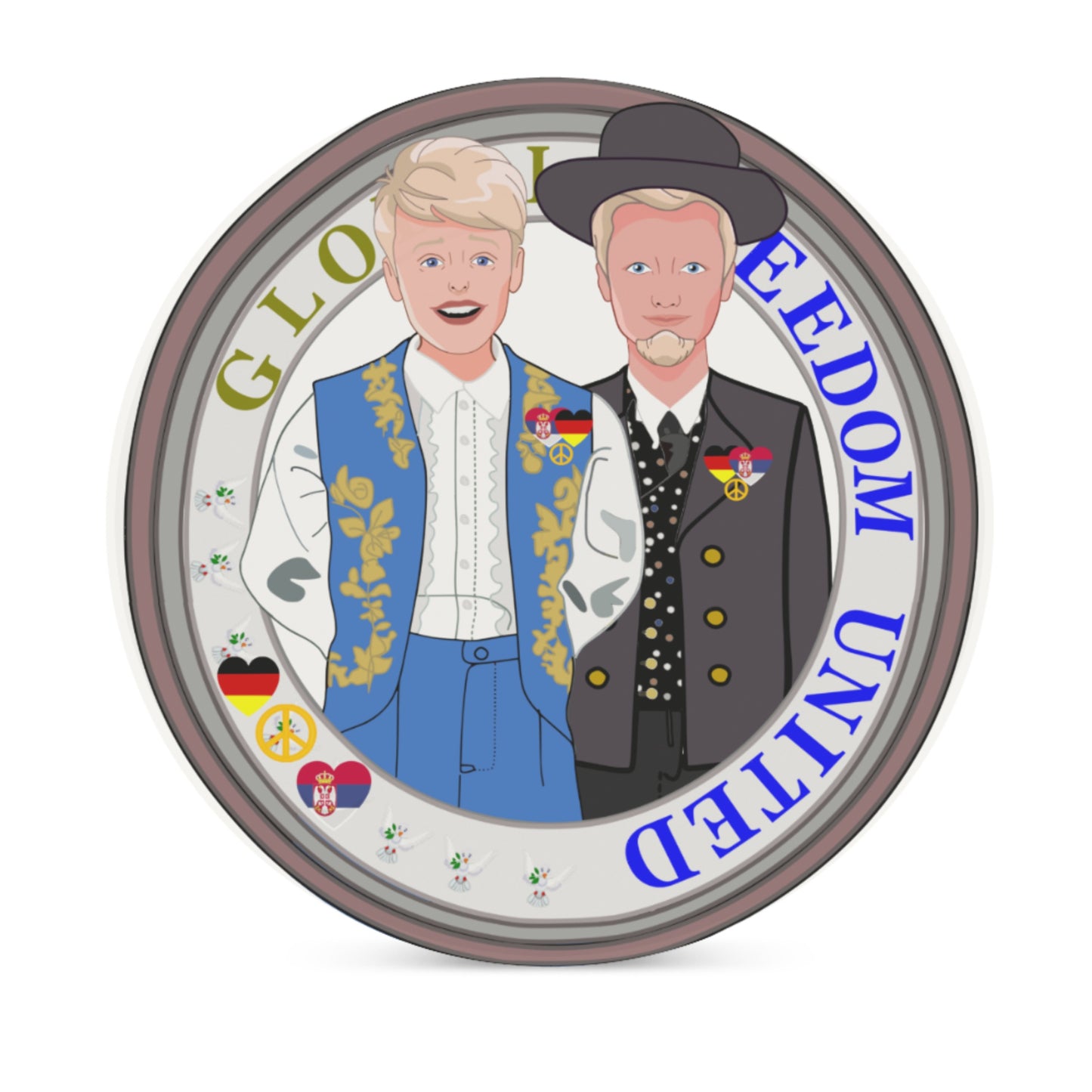 Ceramic Coasters GLOBAL FREEDOM UNITED© Men Serbia & Germany V2