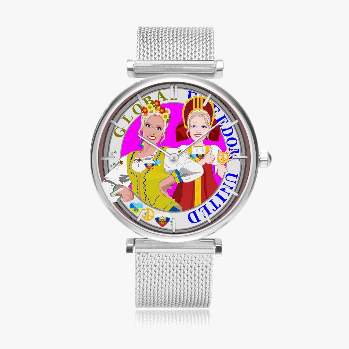 GLOBAL FREEDOM UNITED© New Stylish Ultra-Thin Quartz Watch (With Indicators) Women Russia & Ukraina