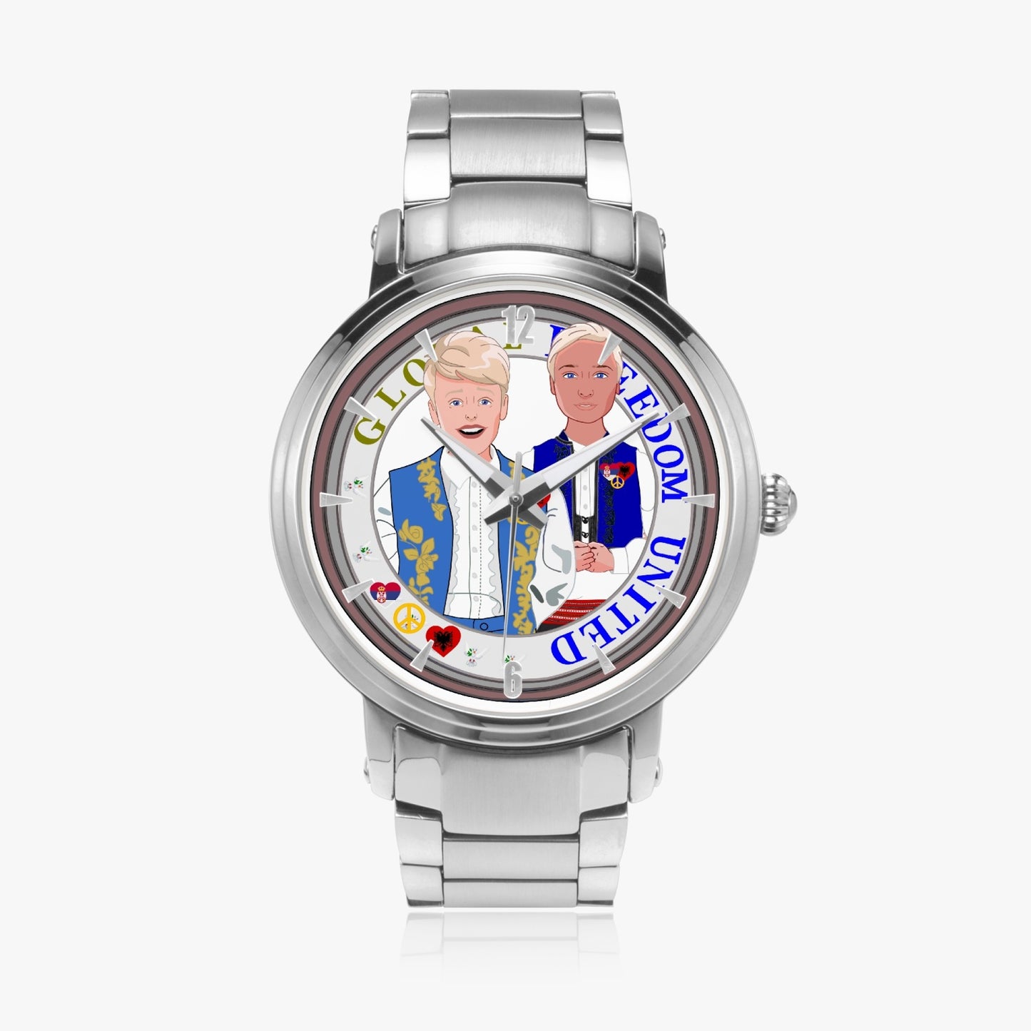 GLOBAL FREEDOM UNITED© New Steel Strap Automatic Watch (With Indicators) Men Albania & Serbia