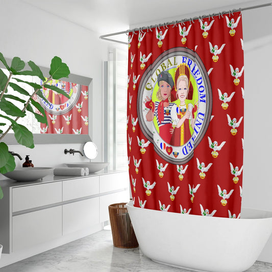 GLOBAL FREEDOM UNITED WOMEN FRENCH & RUSSIA OLD PEACE RED Quick-drying Shower Curtain