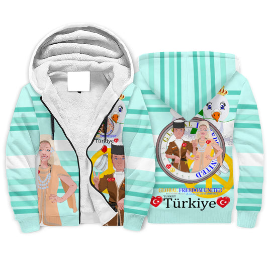 Plush Hoodie GLOBAL FREEDOM UNITED© Couple Turkey Light Green