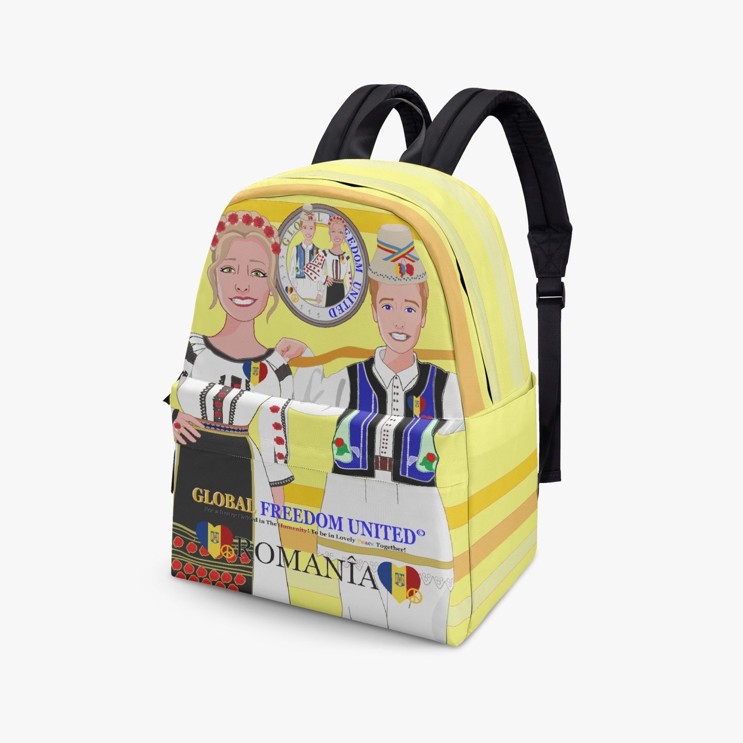 GLOBAL FREEDOM UNITED© Couple Romania Yellow - All-over-print Canvas Backpack