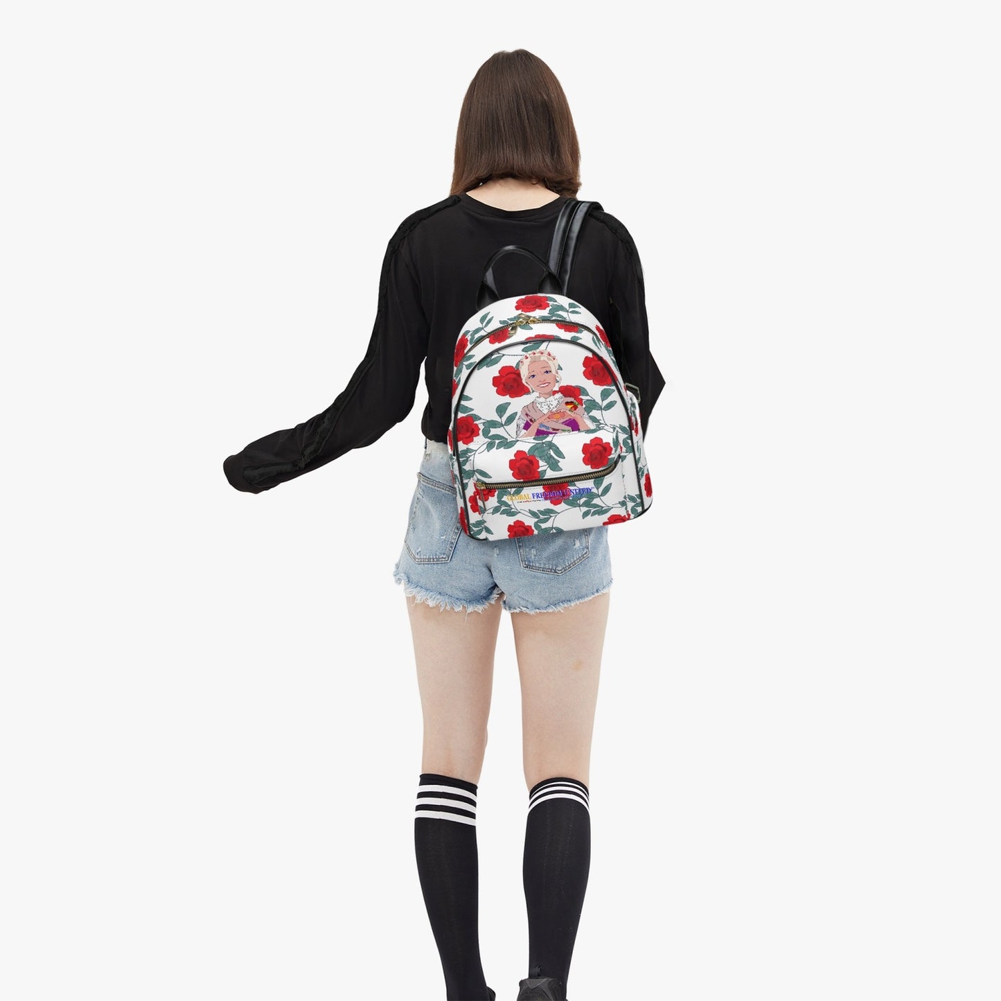 All Over Printed PU Backpack GLOBAL FREEDOM UNITED© Couple Germany Skarabeus Beetle Women  Red