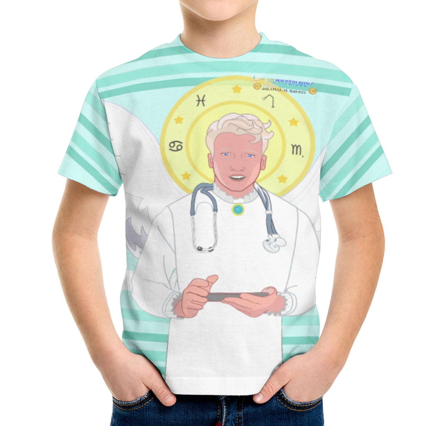 Kid´s T-shirt GLOBAL FREEDOM UNITED© Archangel Rafael English Light Green