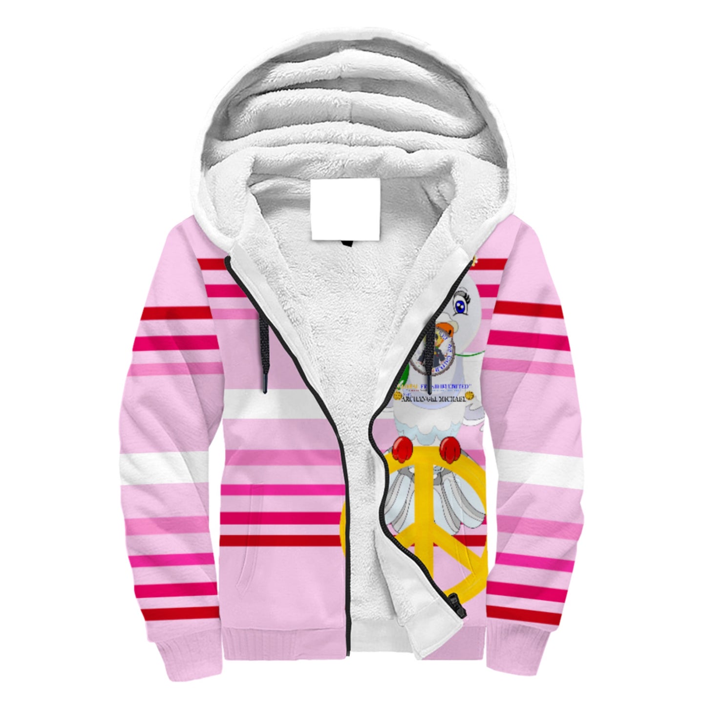 Plush Hoodie GLOBAL FREEDOM UNITED© Archangel Michael As Policemen Pink1