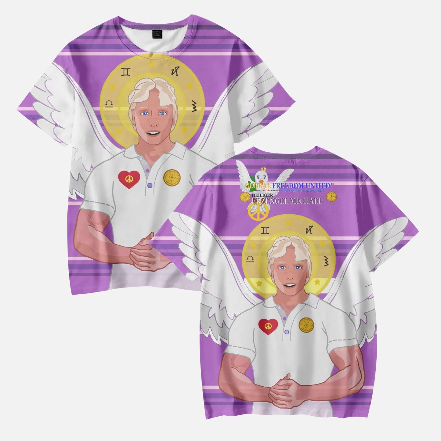 AOP Kids' Short T-Shirts GLOBAL FREEDOM UNITED ARCHANGEL MICHAEL GERMAN  LILAC