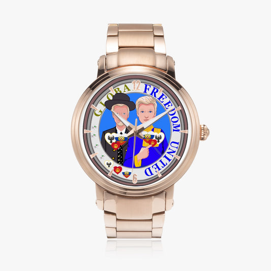 New Steel Strap Automatic Watch (With Indicators) GLOBAL FREEDOM UNITED MEN PRUSSIA & RUSSIA