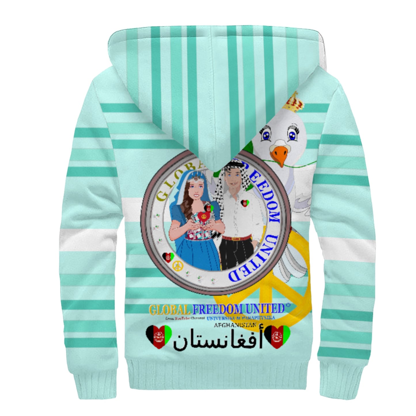 Plush Hoodie GLOBAL FREEDOM UNITED© Couple Afghanistan Light Green