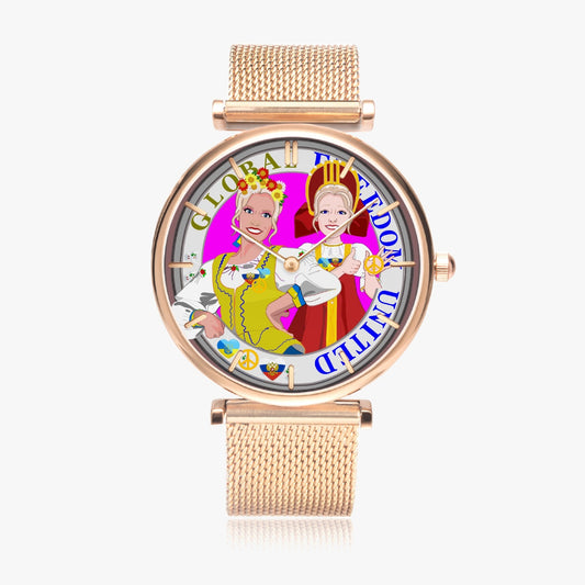 GLOBAL FREEDOM UNITED© New Stylish Ultra-Thin Quartz Watch (With Indicators) Women Russia & Ukraina