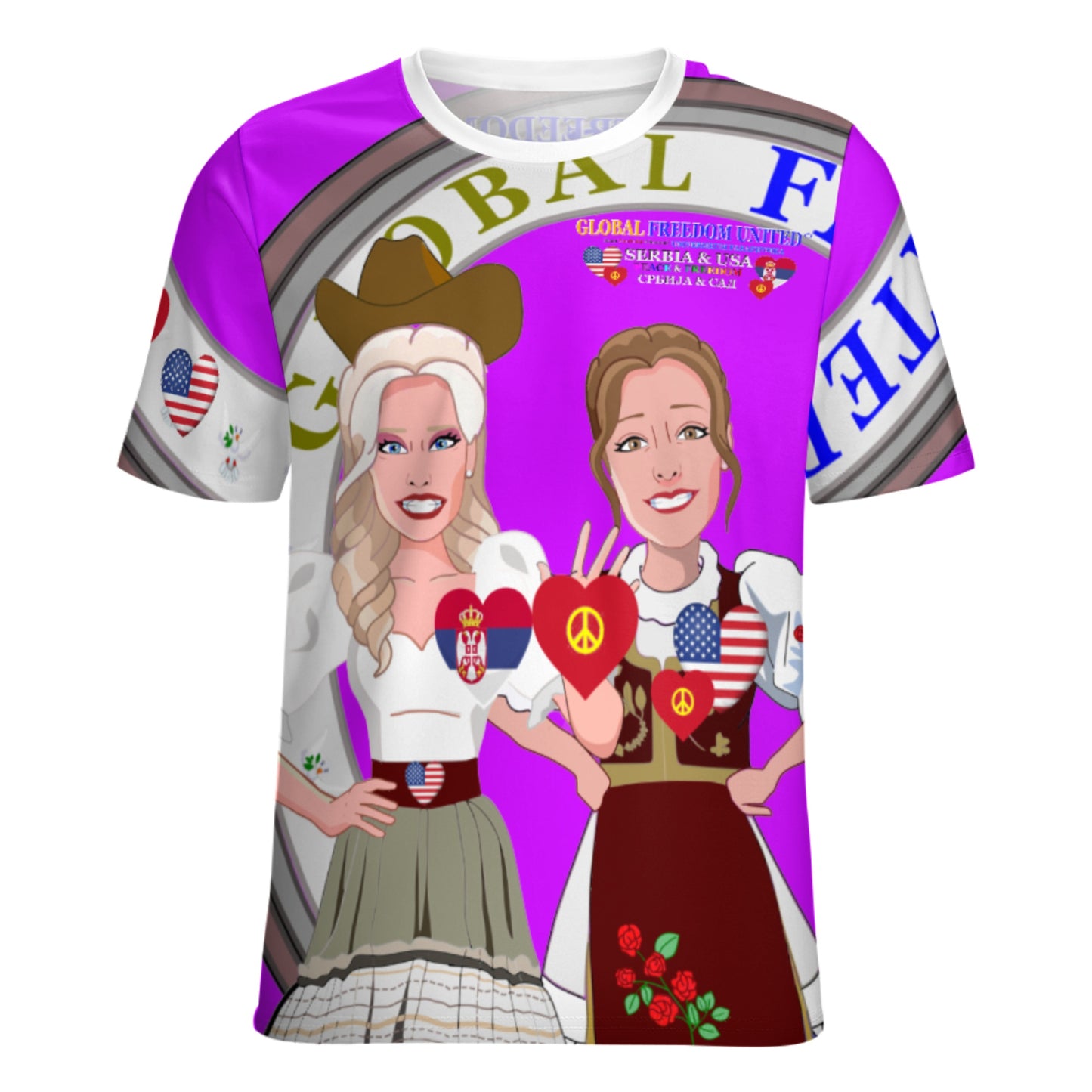 Women´s T-shirt 3 GLOBAL FREEDOM UNITED© Women Serbia & USA Lilac