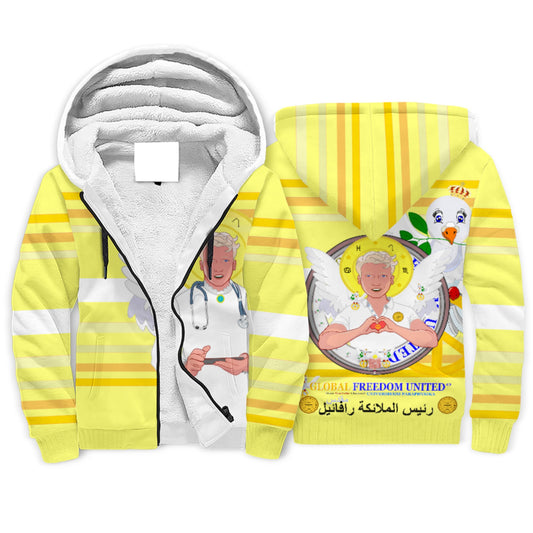 Plush Hoodie GLOBAL FREEDOM UNITED© Archangel Rafael Arabic Yellow