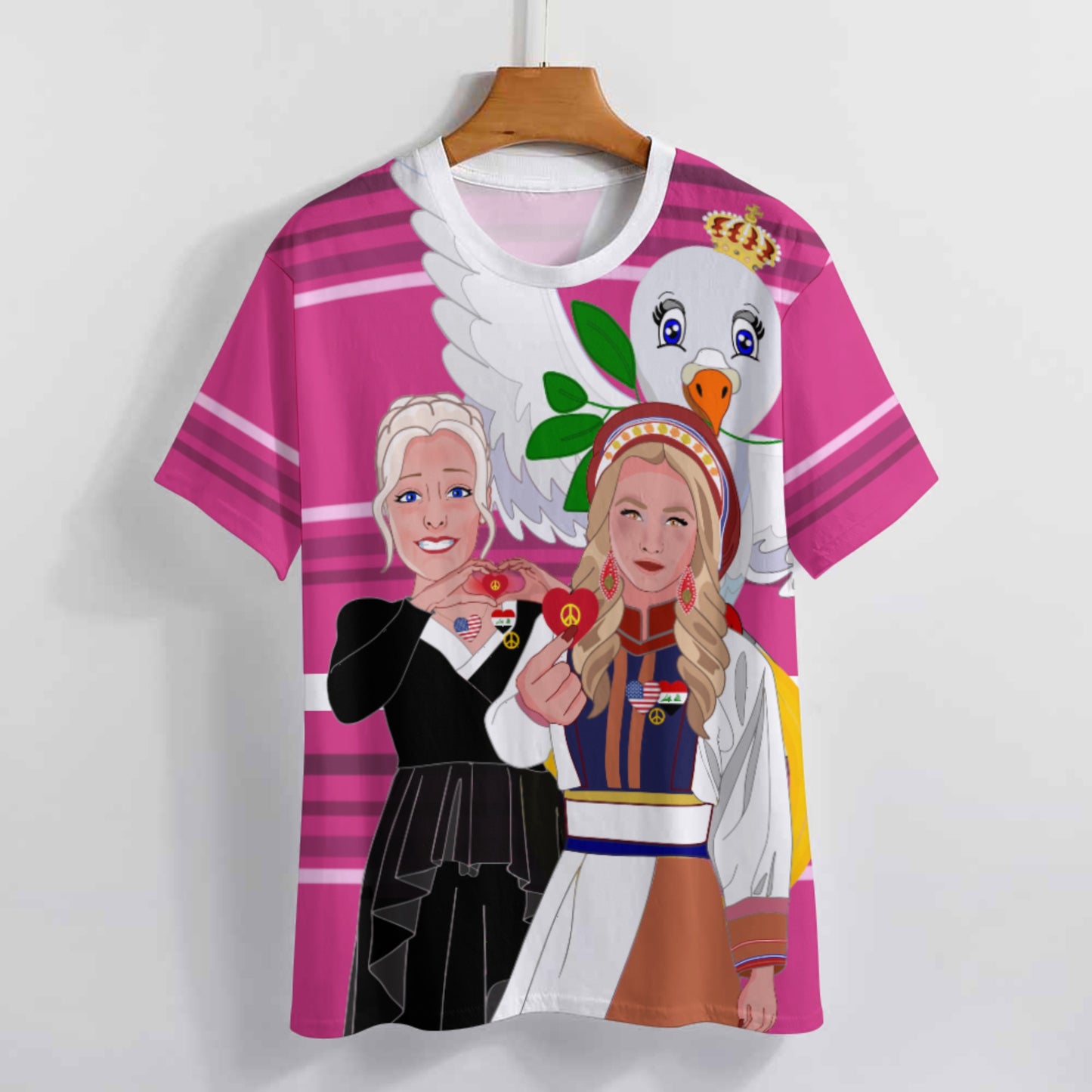 Women´s T-Shirt 3 GLOBAL FREEDOM UNITED© Women Iraq & USA Pink2