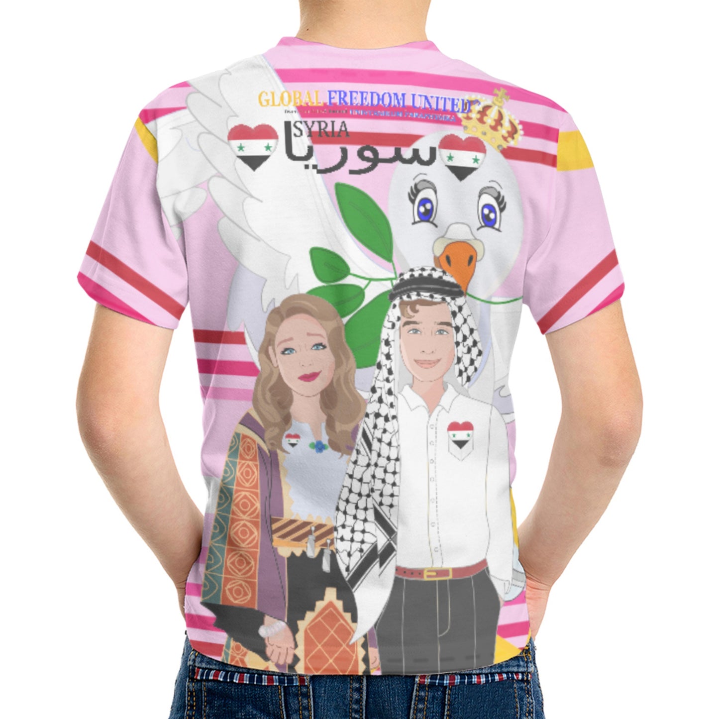 Kid´s T-shirt GLOBAL FREEDOM UNITED© Couple Syria Pink1