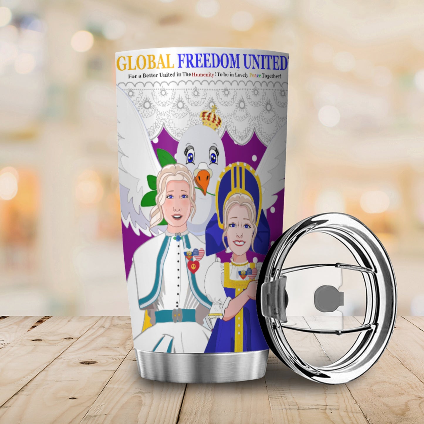 Tumbler GLOBAL FREEDOM UNITED© Women Russia & USA Lilac1