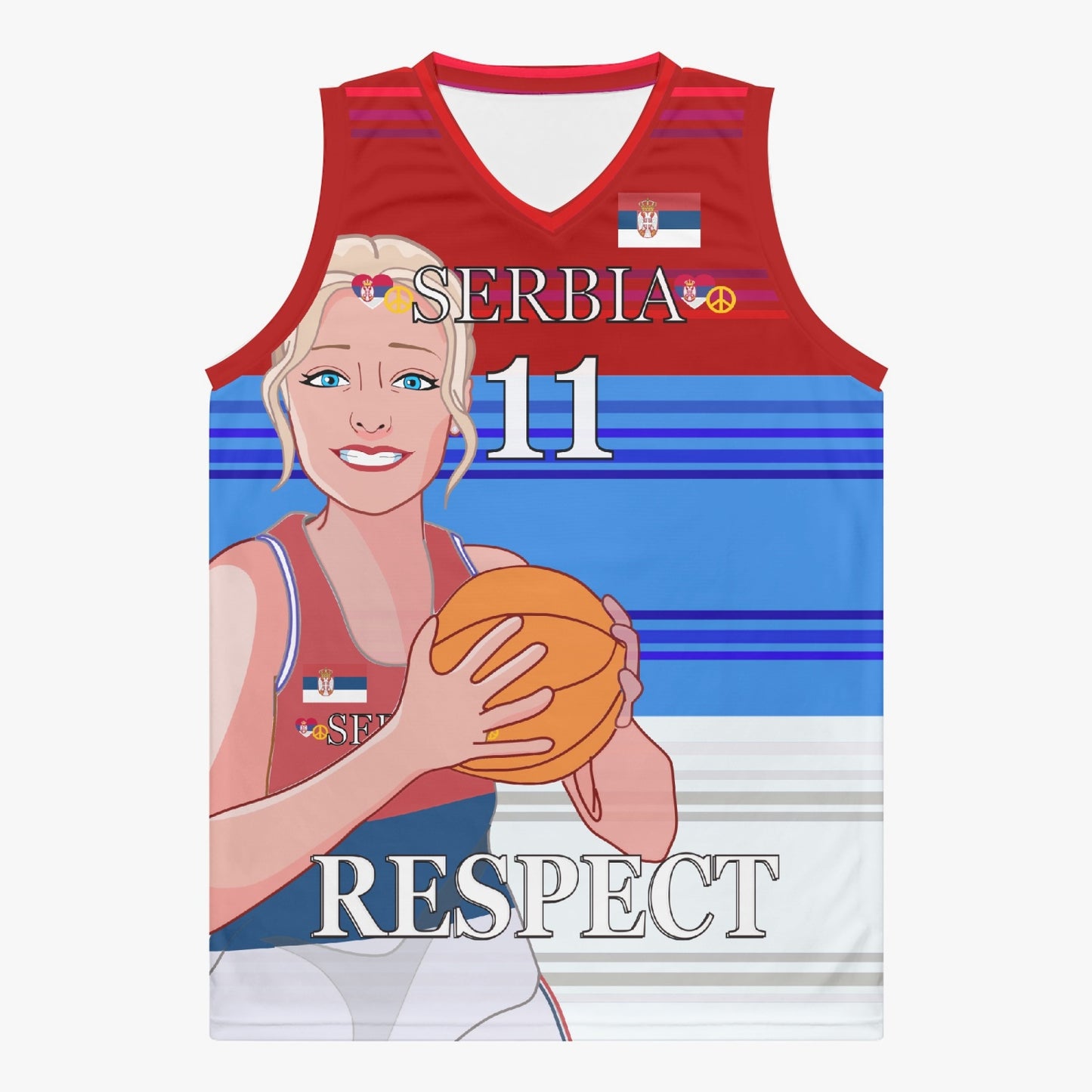 Basketball Jersey GLOBAL FREEDOM UNITED COUPLE EDITION WOMEN SERBIA v1 11