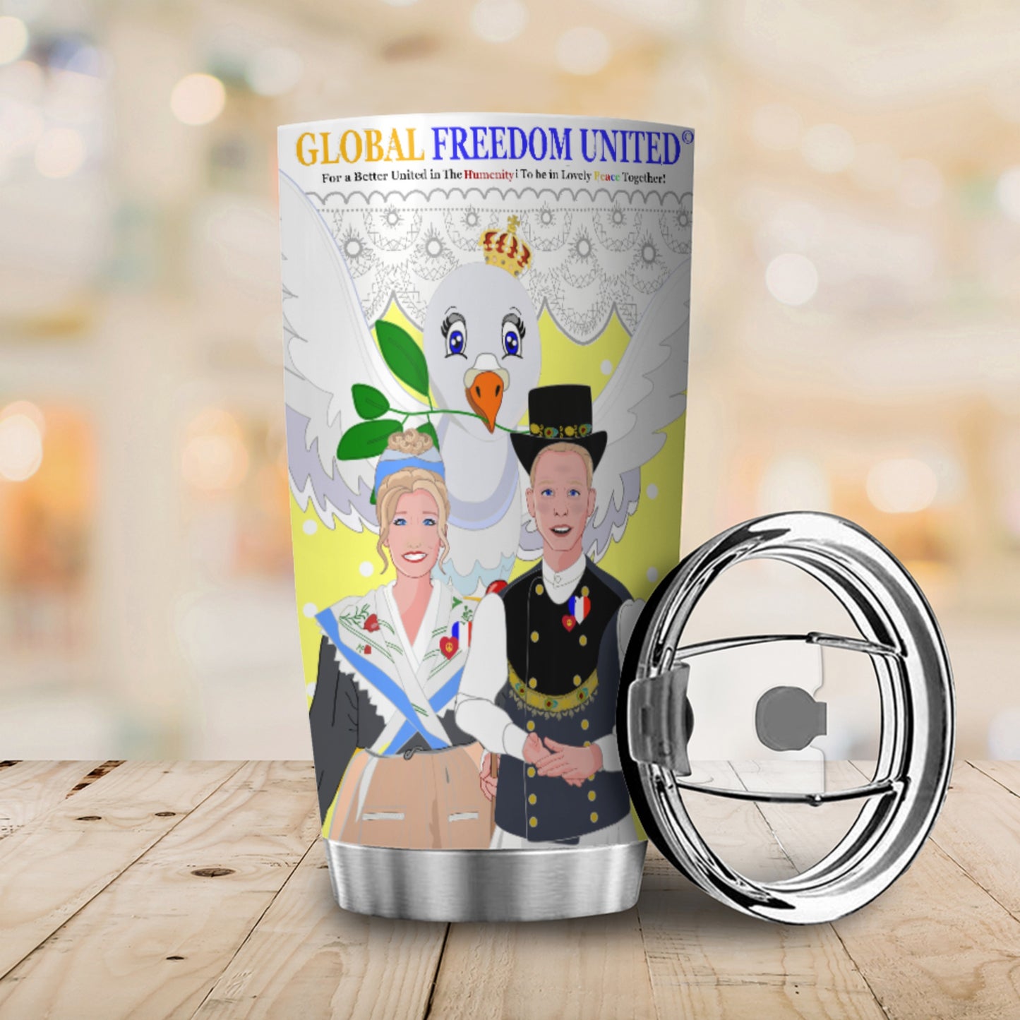Tumbler GLOBAL FREEDOM UNITED© Couple French Yellow