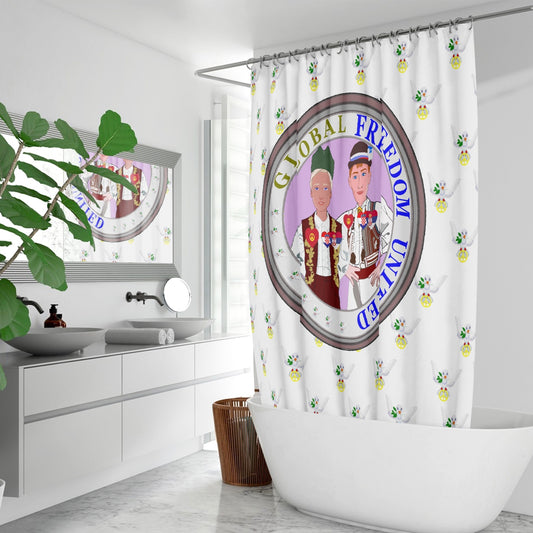 GLOBAL FREEDOM UNITED© Men Croatia & Serbia WIGHT Quick-drying Shower Curtain