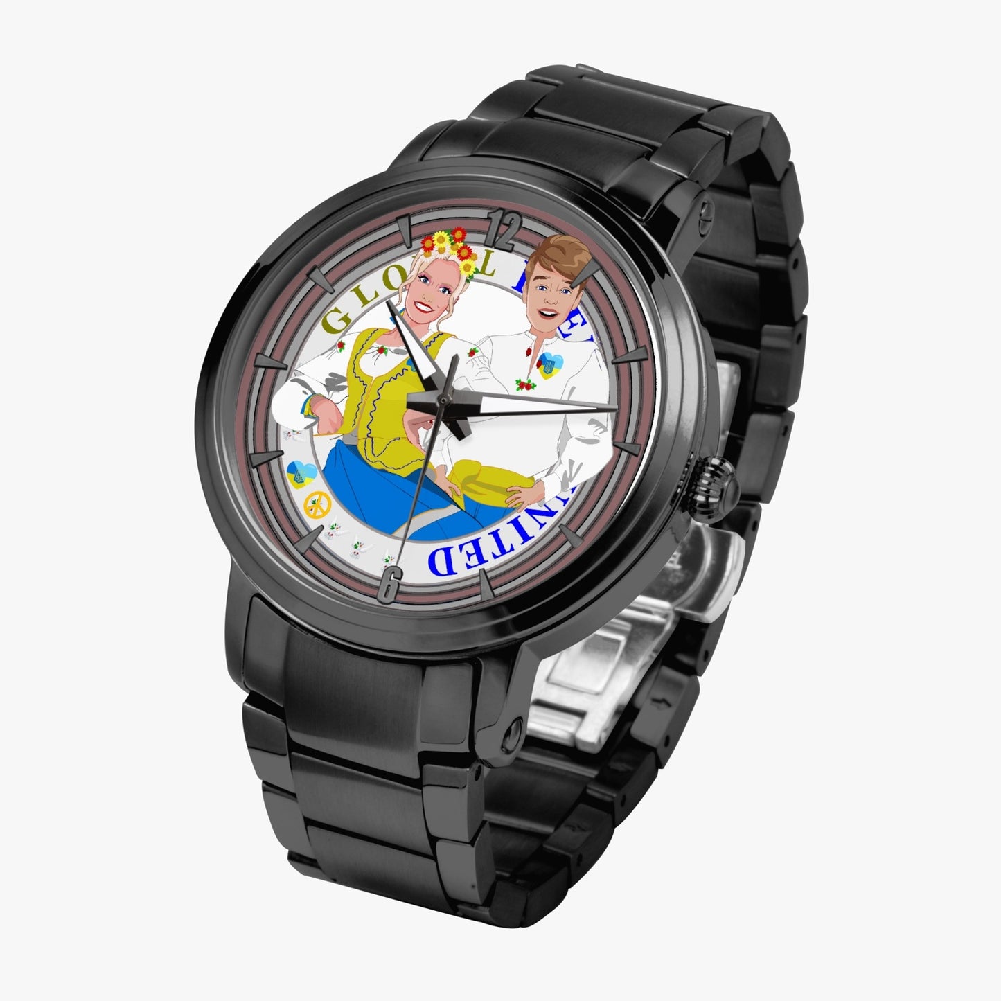GLOBAL FREEDOM UNITED© Couple Ukrain New Steel Strap Automatic Watch (With Indicators)